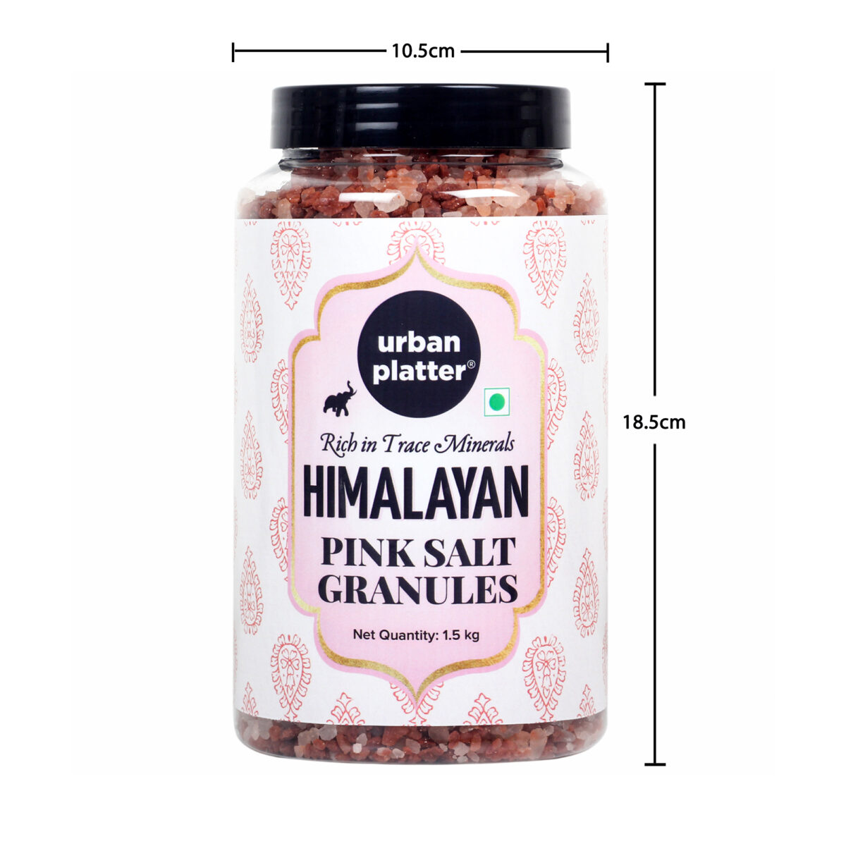 Urban Platter Pink Himalayan Rock Salt Granules, 1.5kgs (Unrefined | Additive Free | 100% Pink Rock Salt Granules | Sendha Salt | PET Jar)