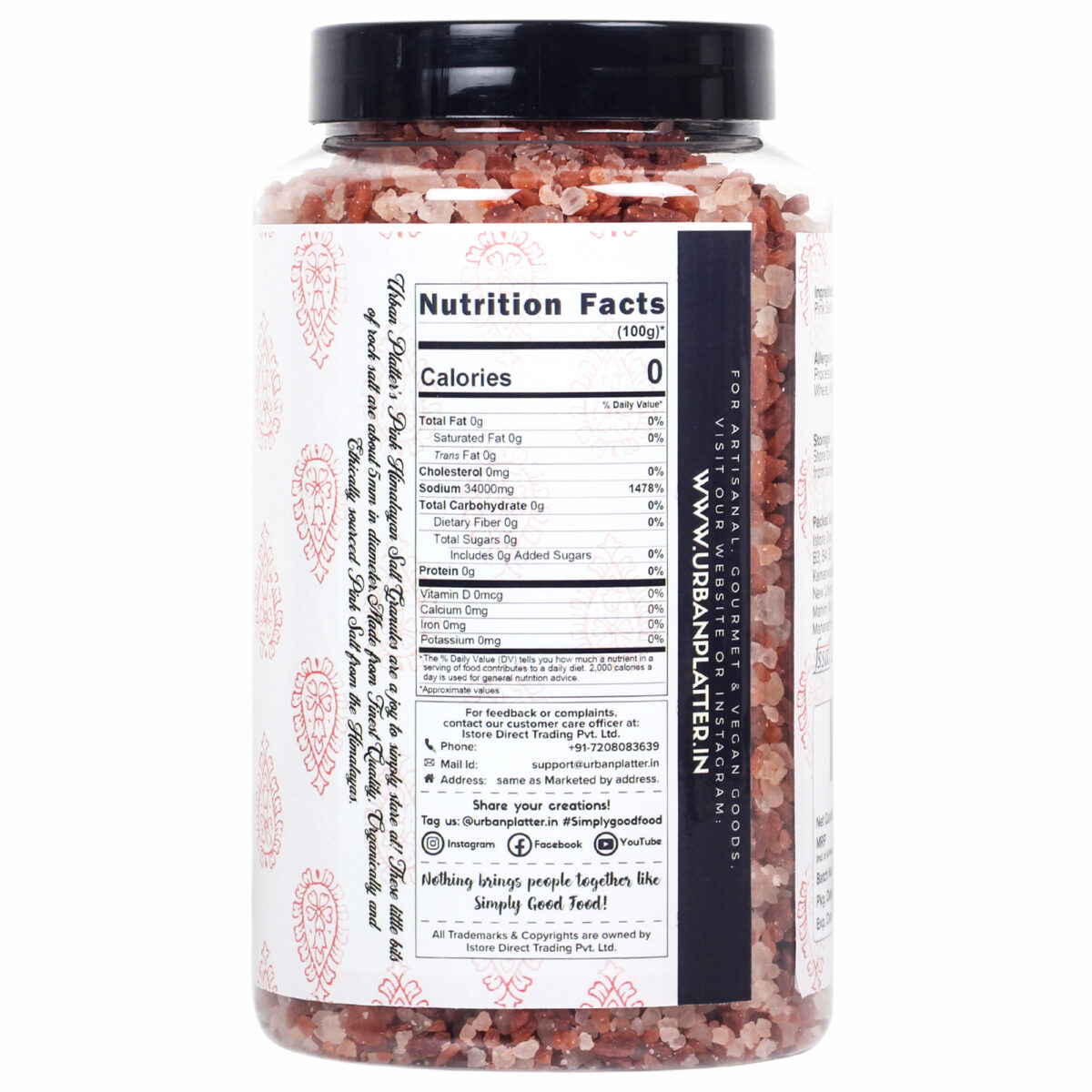 Urban Platter Pink Himalayan Rock Salt Granules, 1kg