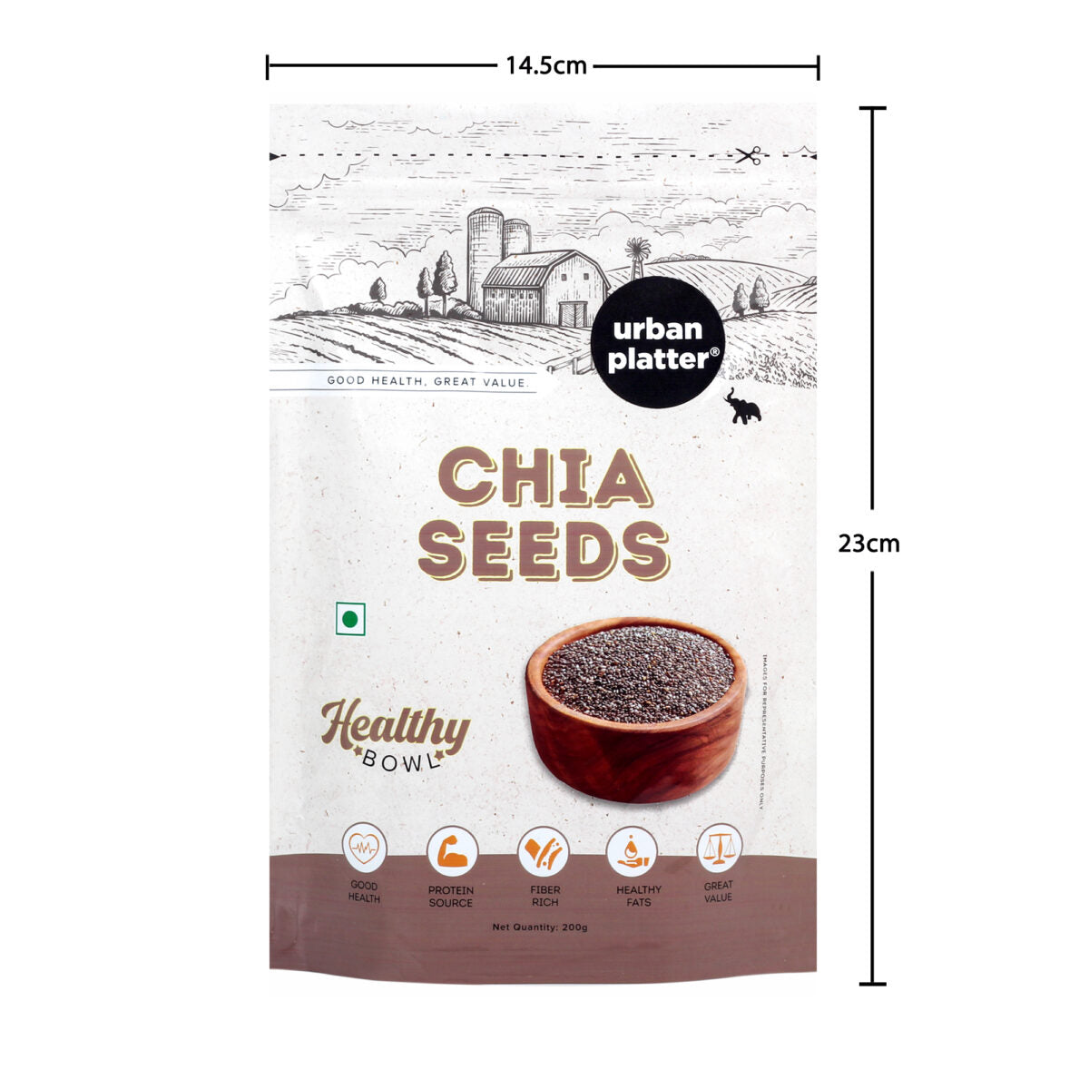 Urban Platter Healthy Bowl Raw Chia Seeds, 200g