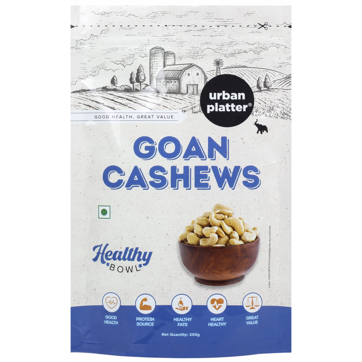 Urban Platter Healthy Bowl Goan Cashews, 200g