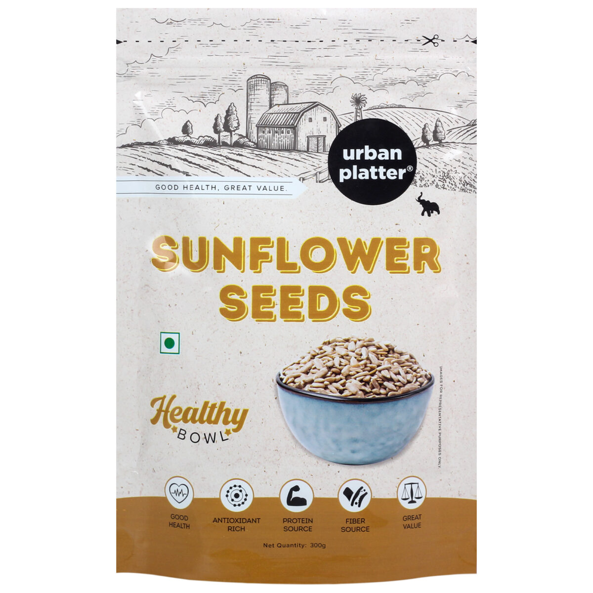 Urban Platter Healthy Bowl Raw Sunflower Seeds, 300g