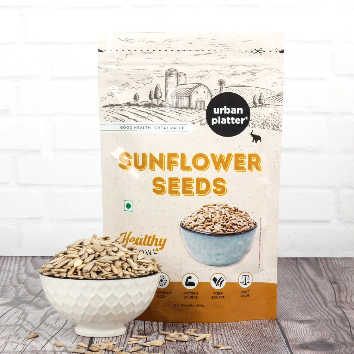 Urban Platter Healthy Bowl Raw Sunflower Seeds, 300g