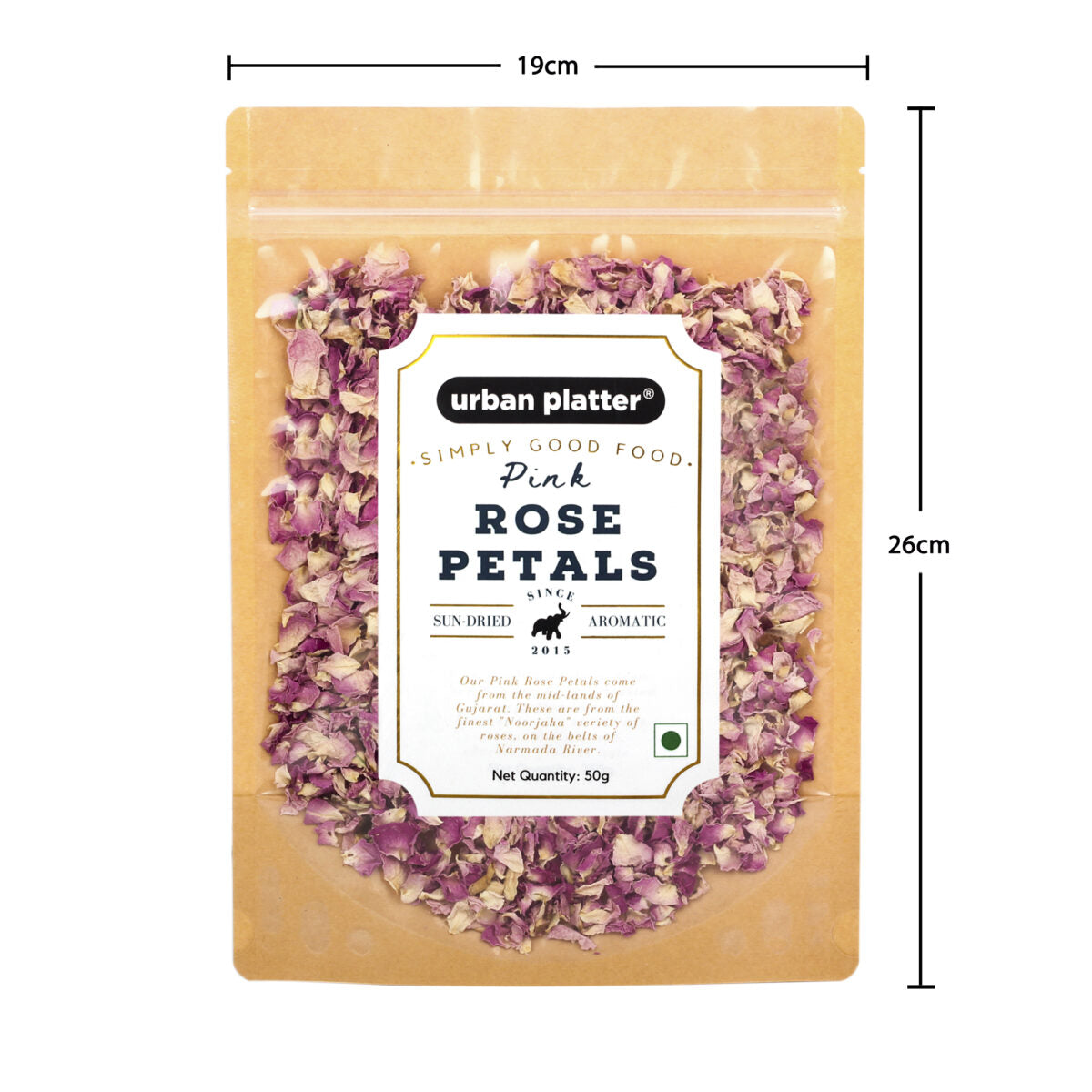 Urban Platter Dried Pink Rose Petals, 50g [Edible Flower Petals]