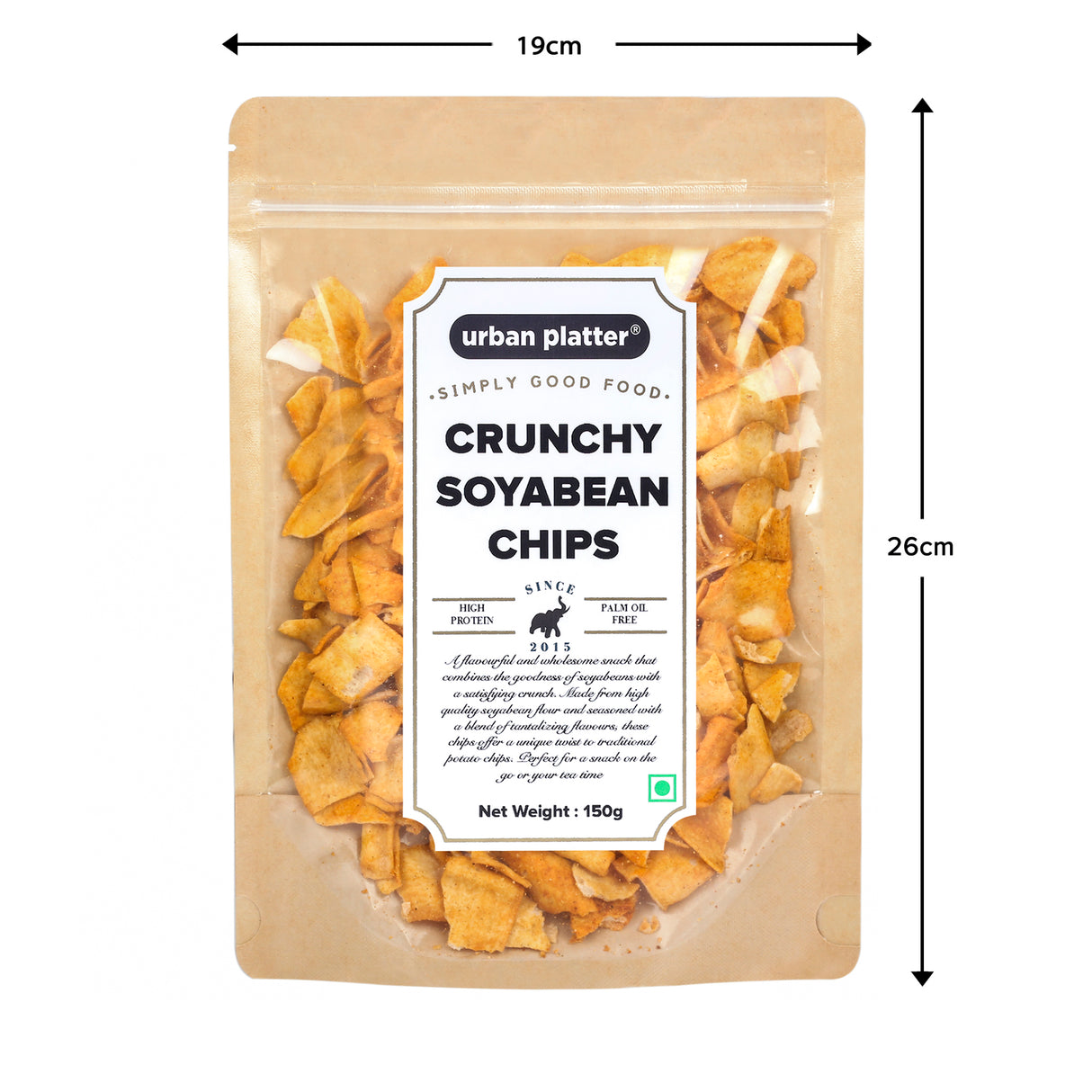 Urban Platter Crunchy Soyabean Chips, 150g [Soya Chips, High Protein, Delicious Snack]