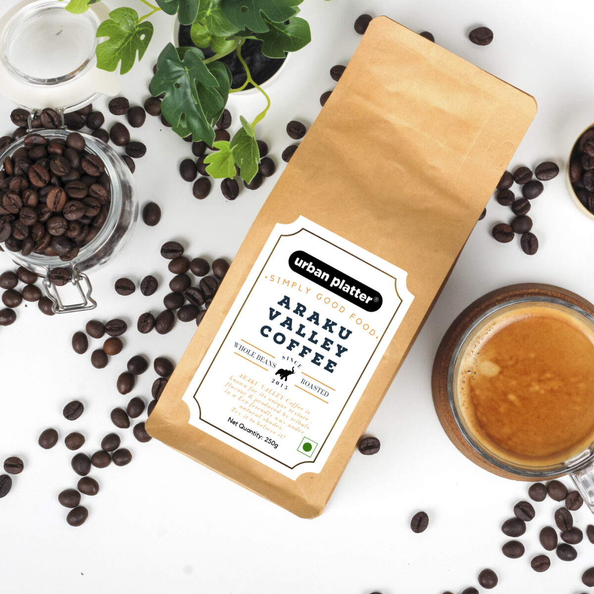Urban Platter Roasted Araku Valley Coffee Beans, 250g