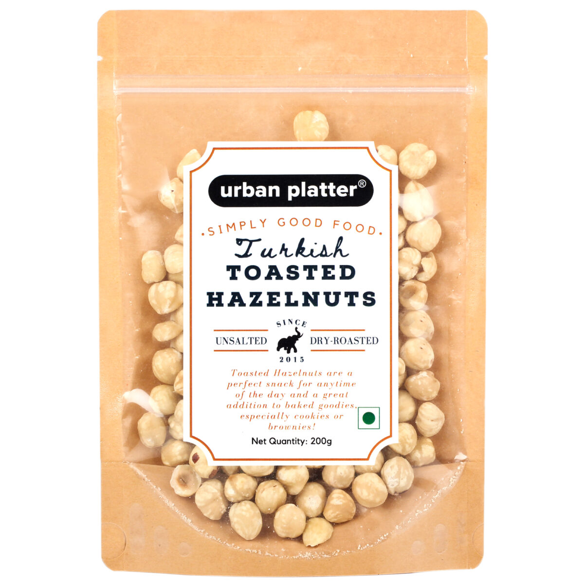 Urban Platter Toasted Unsalted Turkish Hazelnuts, 200g