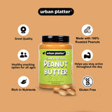 Urban Platter Natural Crunchy Peanut Butter, 1kg / 35.2oz [Unsweetened, No Added Oil]