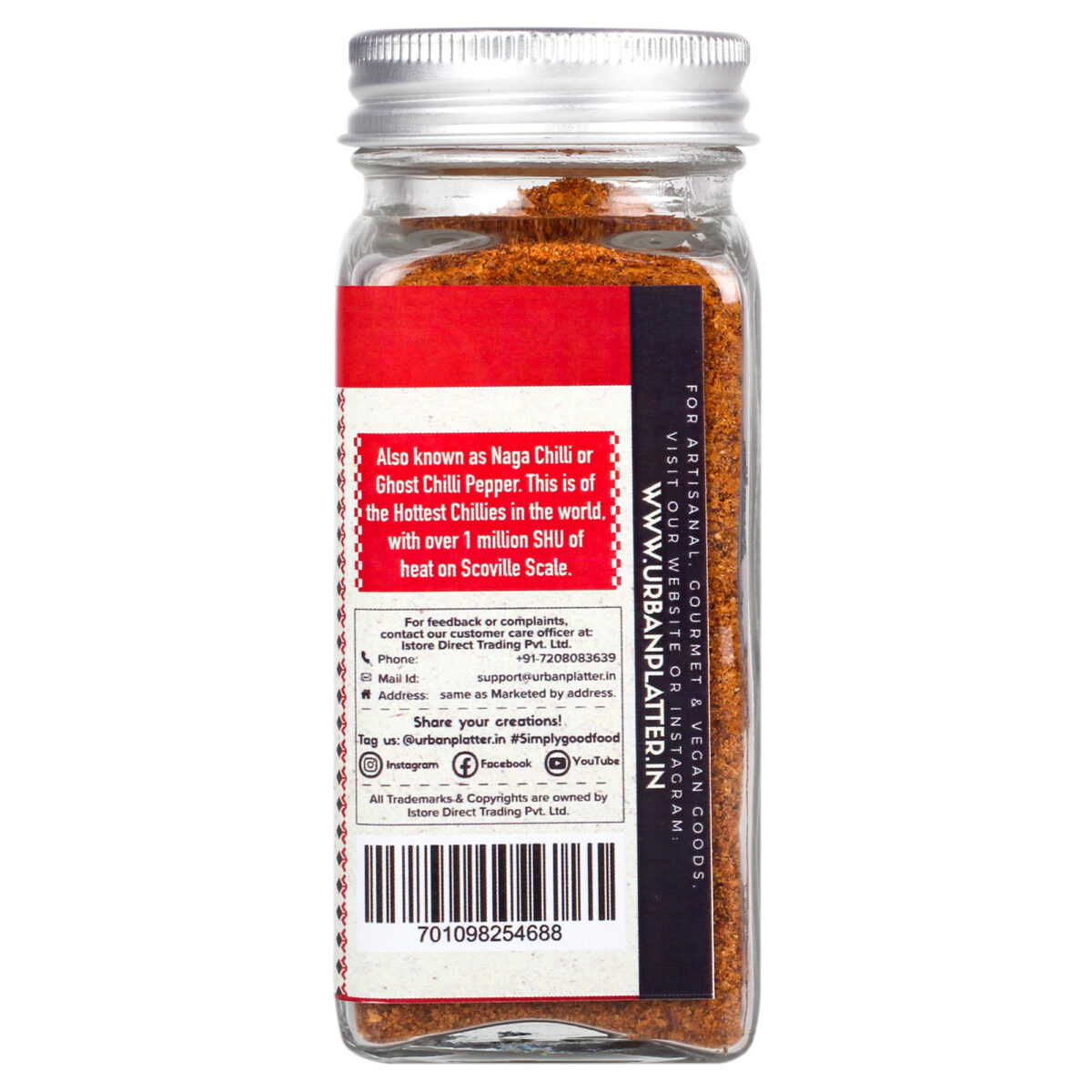 Urban Platter Assamese Bhut Jolokia chilli Powder, 50g  [1 Million Scovilles of Heat, King Naga chilli Powder, SUPER-HOT]