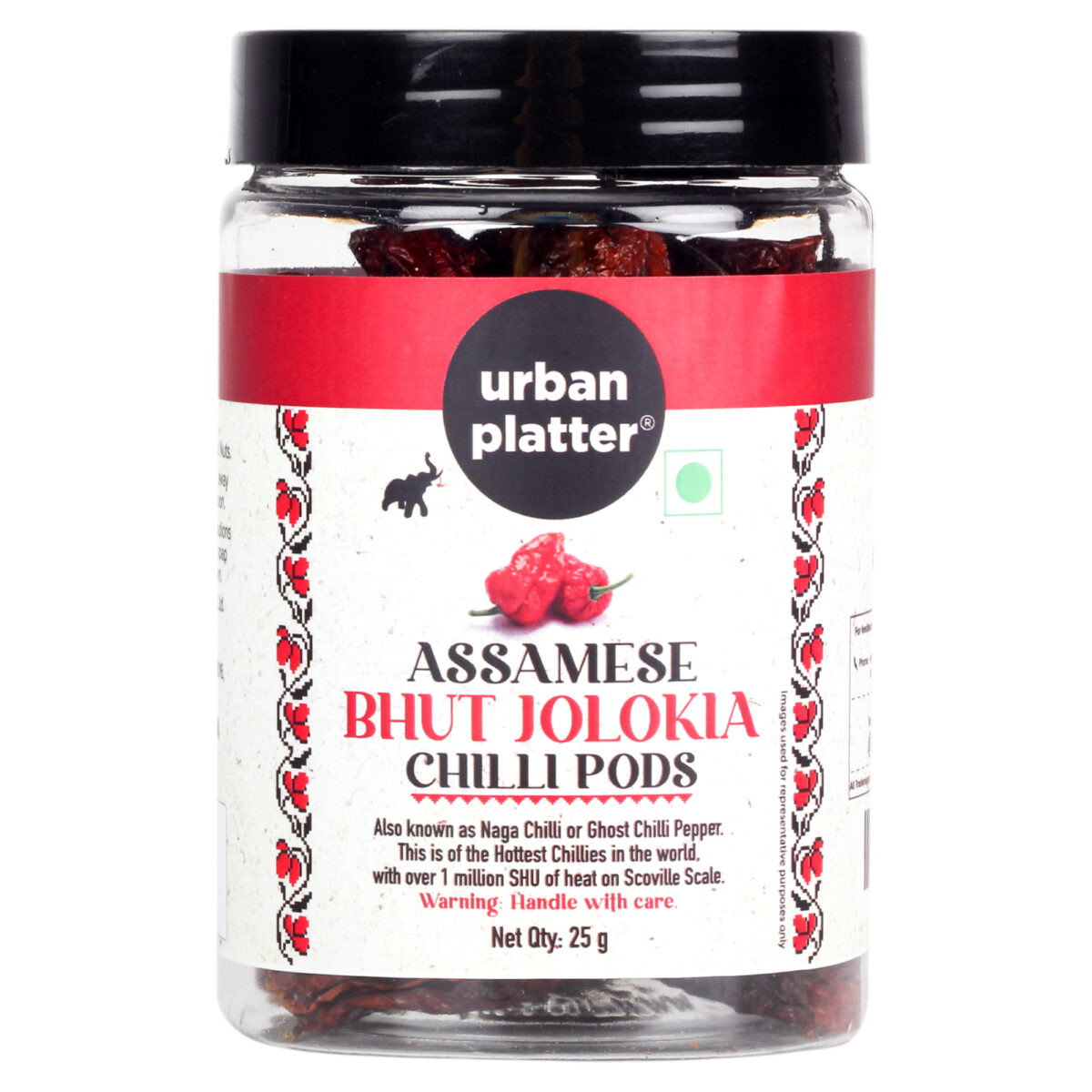 Urban Platter Assamese Bhut Jolokia Chilli Pods, 25g [1 Million Scovilles of Heat, King Naga Chilli Pods, SUPER-HOT]