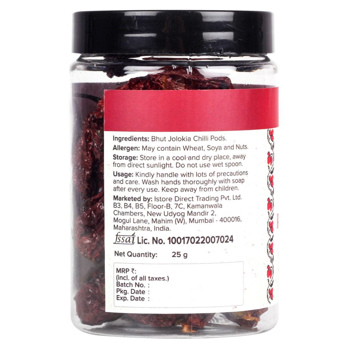 Urban Platter Assamese Bhut Jolokia Chilli Pods, 25g [1 Million Scovilles of Heat, King Naga Chilli Pods, SUPER-HOT]