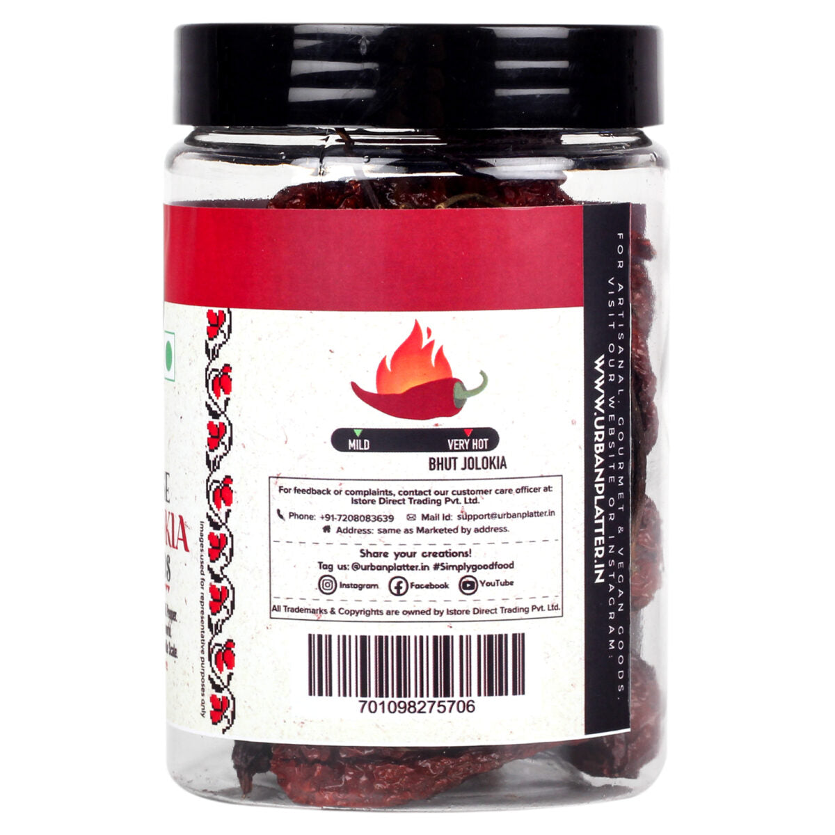 Urban Platter Assamese Bhut Jolokia Chilli Pods, 25g [1 Million Scovilles of Heat, King Naga Chilli Pods, SUPER-HOT]