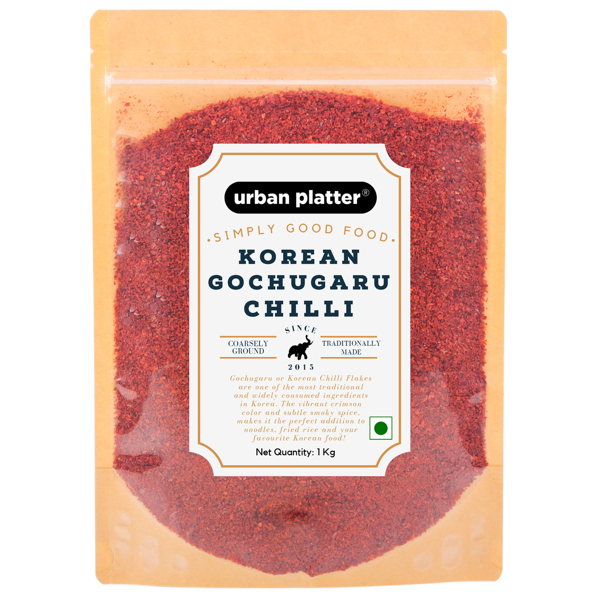Urban Platter Korean Gochugaru Hot Pepper Powder 1Kg [Coarse ground Korean Dried Chilli Peppers | Smoky & Spicy| Use for Kimchi and other Korean Dishes]