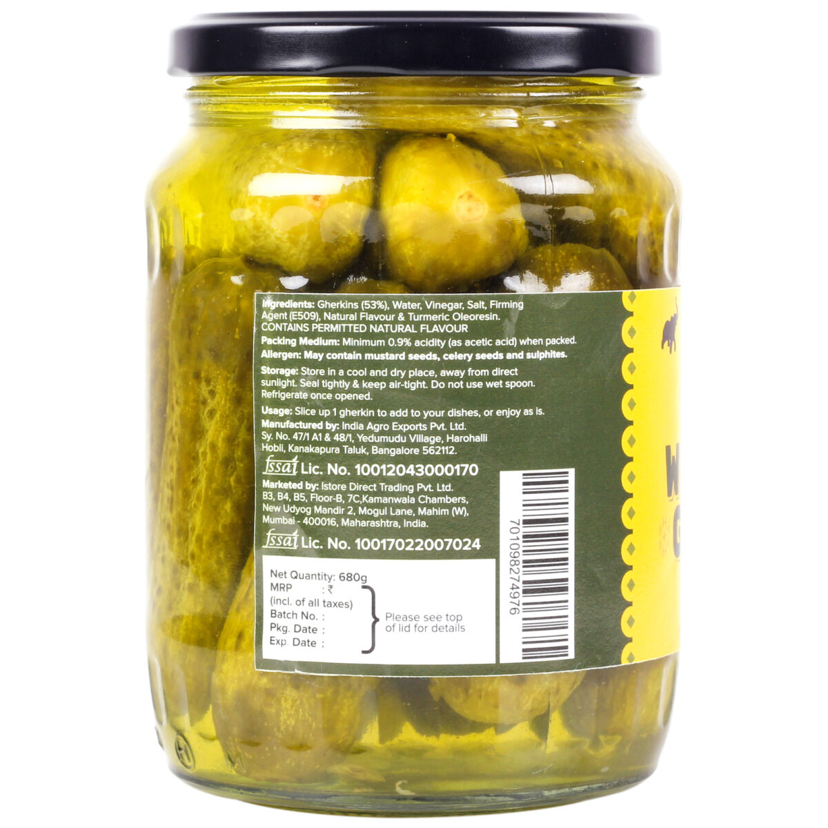 Urban Platter Whole Dill Gherkins, 680g [ Sweet & Crunchy. Great for Adding Tang & Flavour to Sauces & Dips. ]