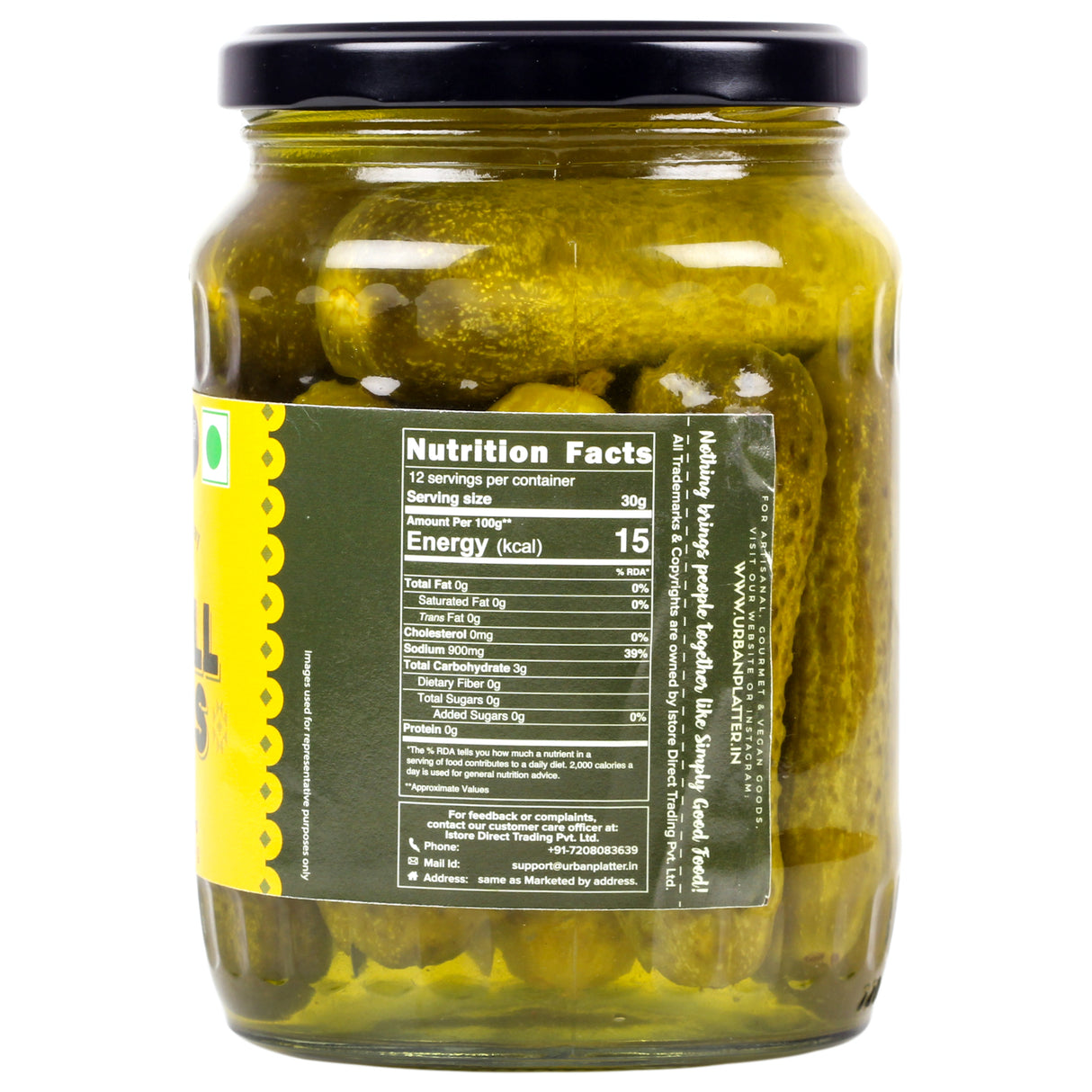 Urban Platter Whole Dill Gherkins, 680g [ Sweet & Crunchy. Great for Adding Tang & Flavour to Sauces & Dips]