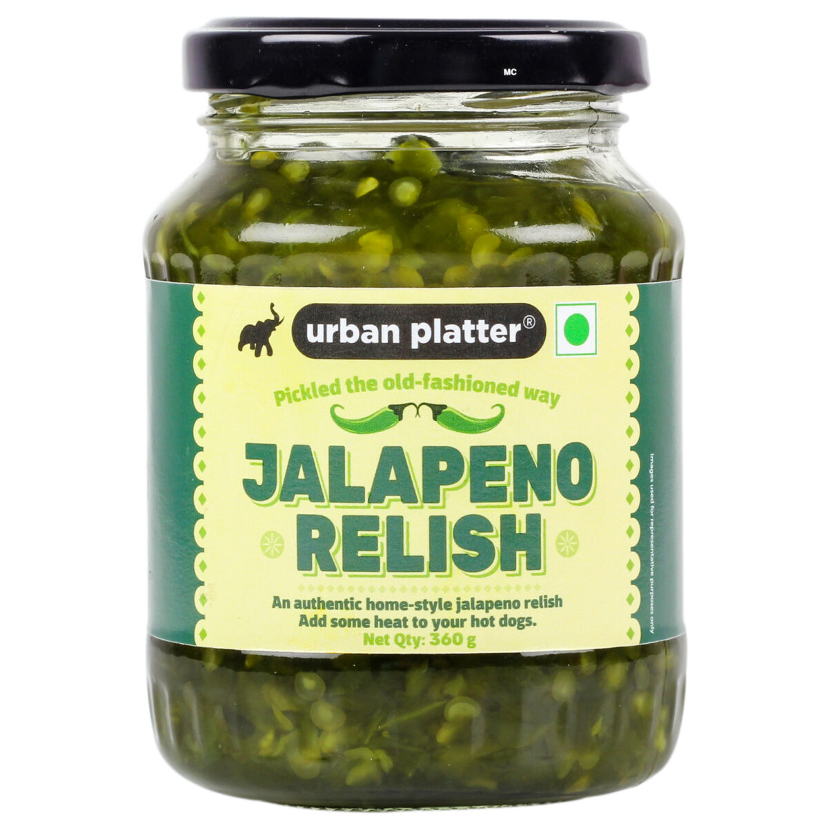 Urban Platter Jalapeno Relish, 360g [ Hot | Spicy & Pungent | Perfect Topping for Salads & Sandwiches | Chutney]