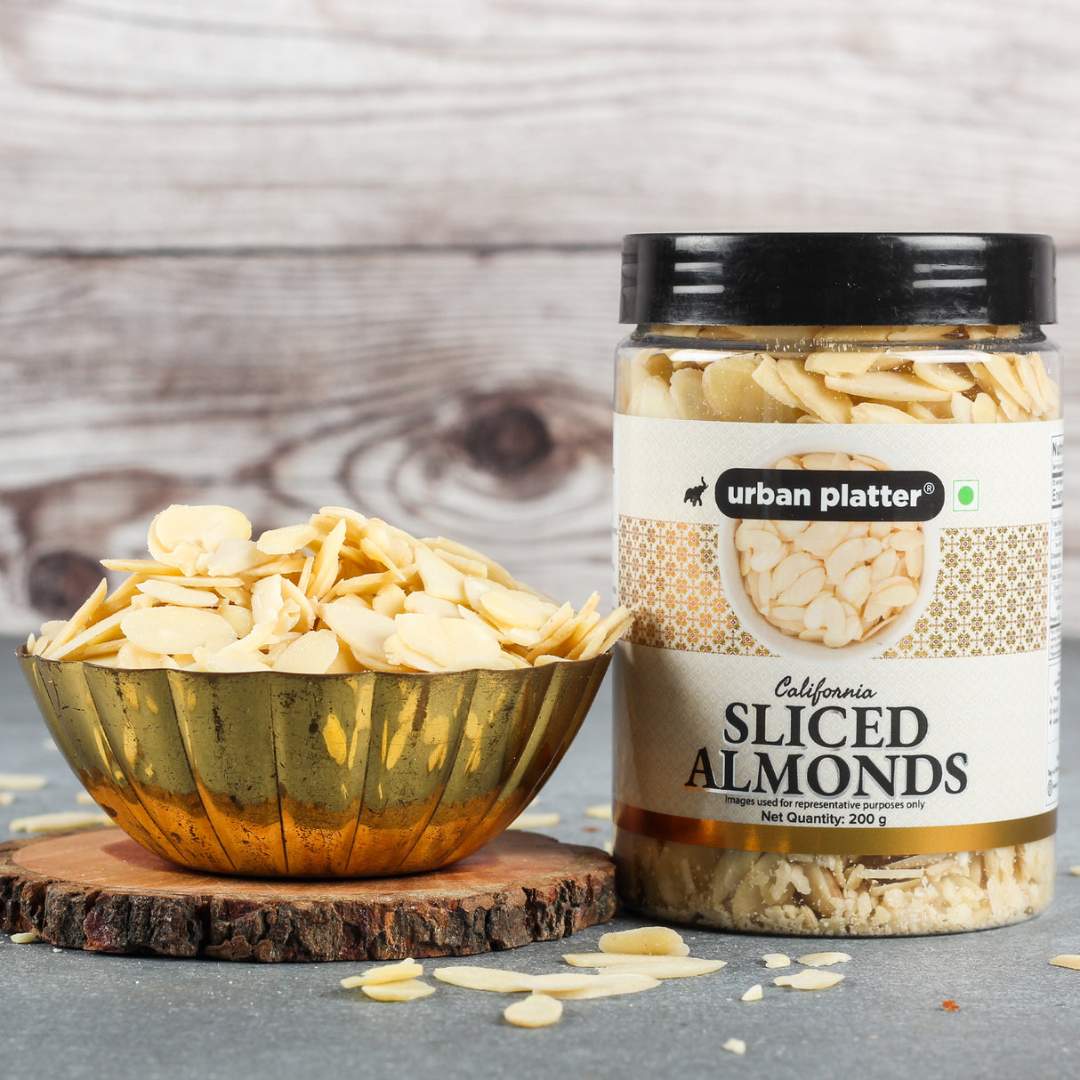 Urban Platter Sliced Blanched California Almonds, 200g (Badam Flakes, Perfect for Garnish, Baking and Salads)