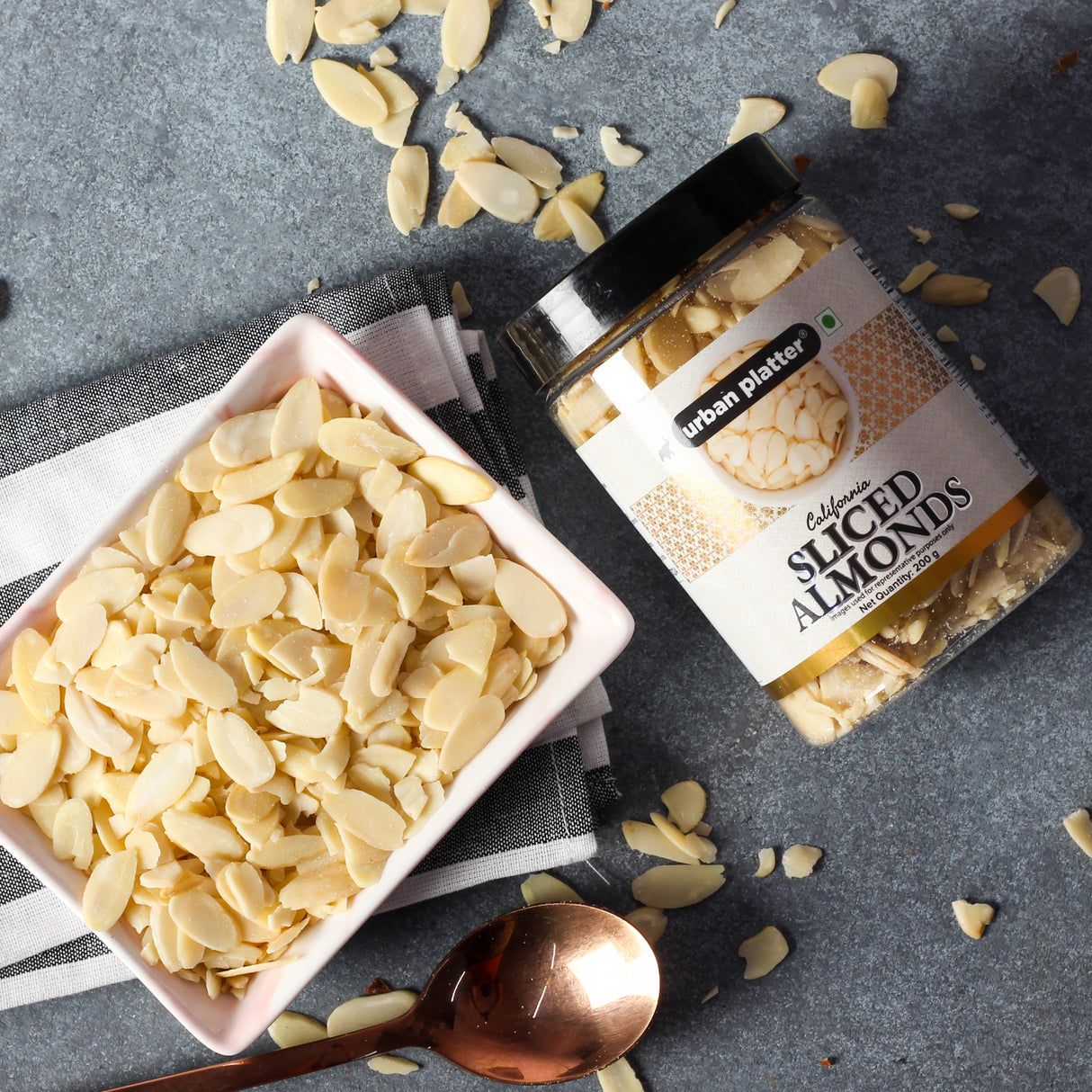 Urban Platter Sliced Blanched Almonds, 200g (Without Skin | Thinly Sliced | Perfect for Baking, Toppings, Snacking)