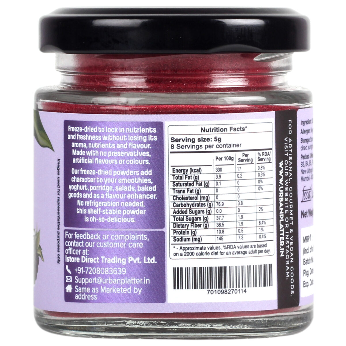 Urban Platter Freeze-Dried Blackberry Powder, 40g