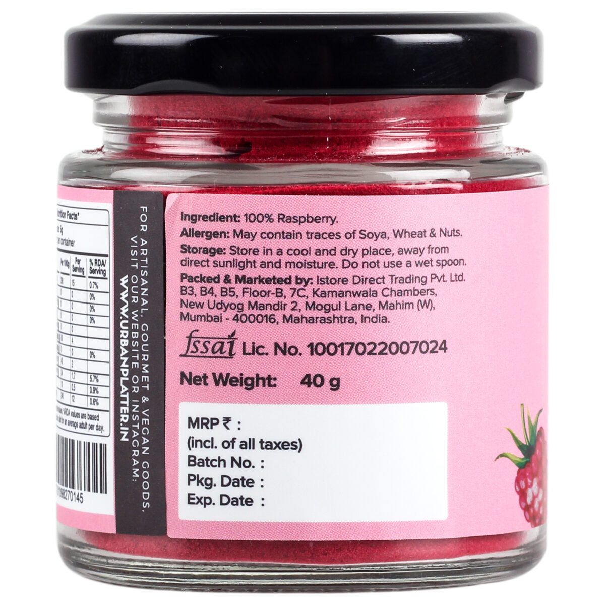 Urban Platter Freeze-Dried Raspberry Powder, 40g