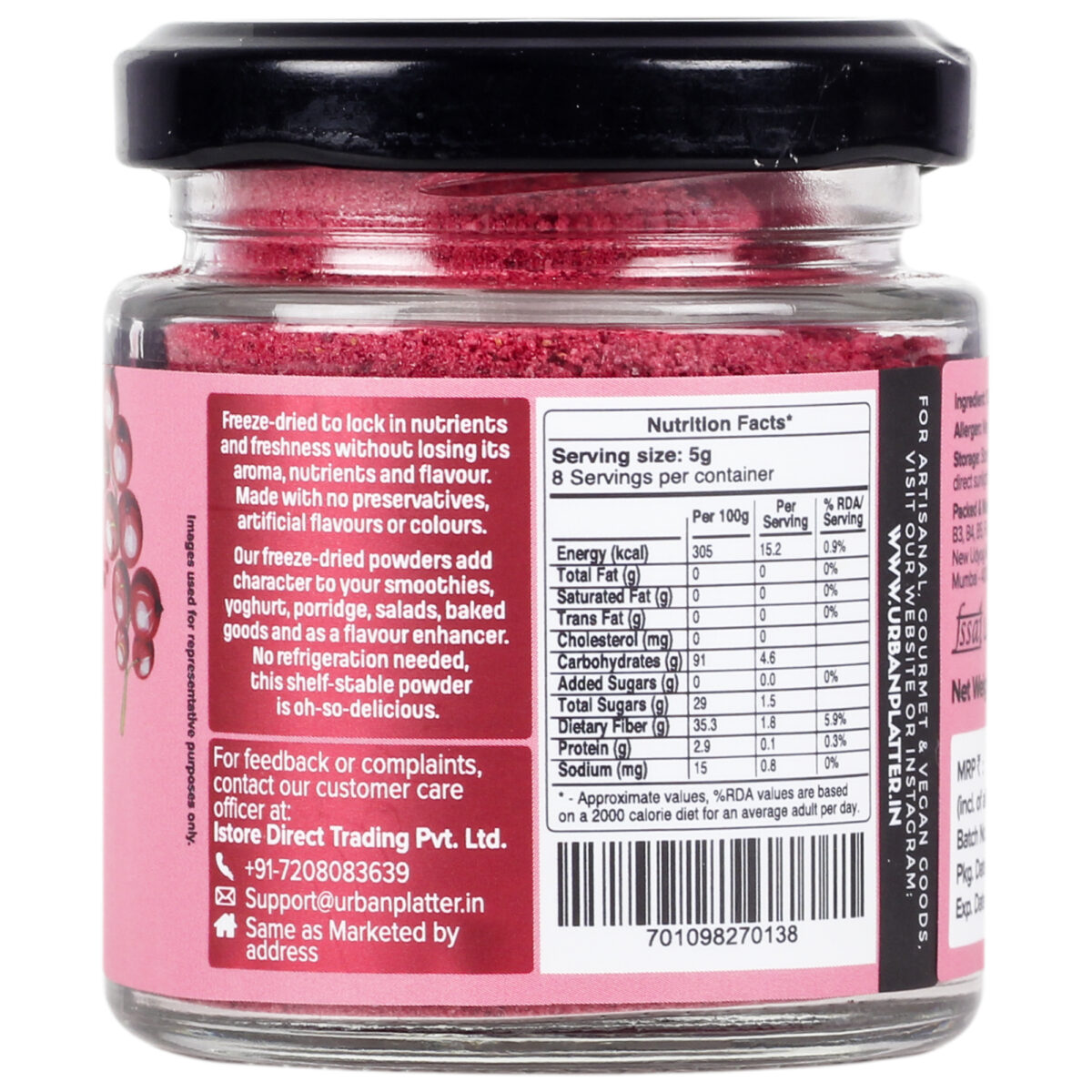 Urban Platter Freeze-Dried Cranberry Powder, 40g