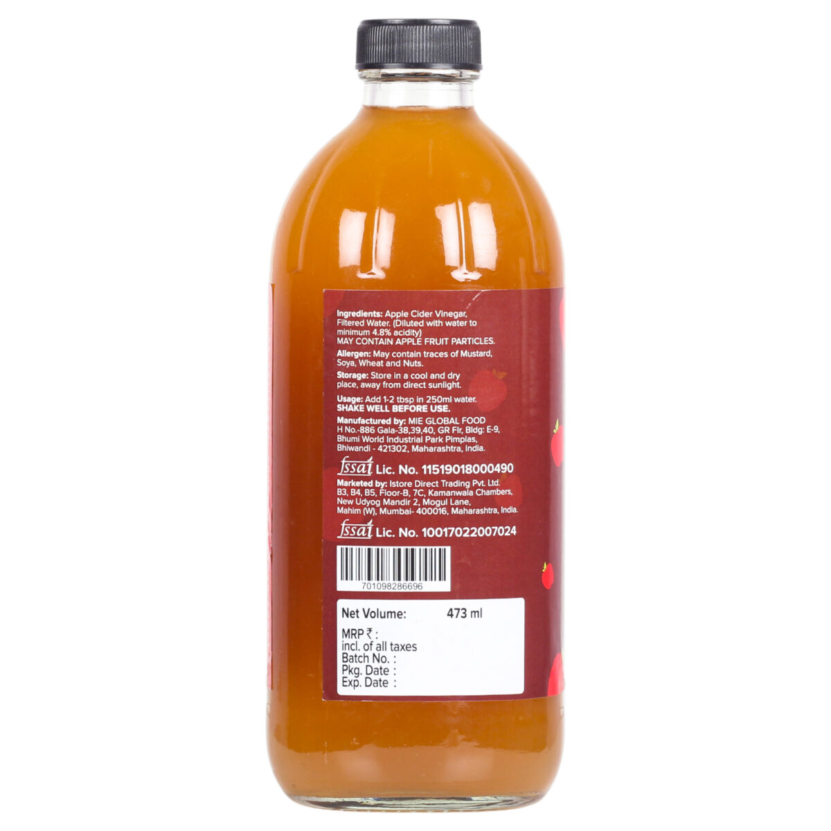 Urban Platter Apple Cider Vinegar with Mother, 473ml (Raw, Unfiltered and With the Mother)