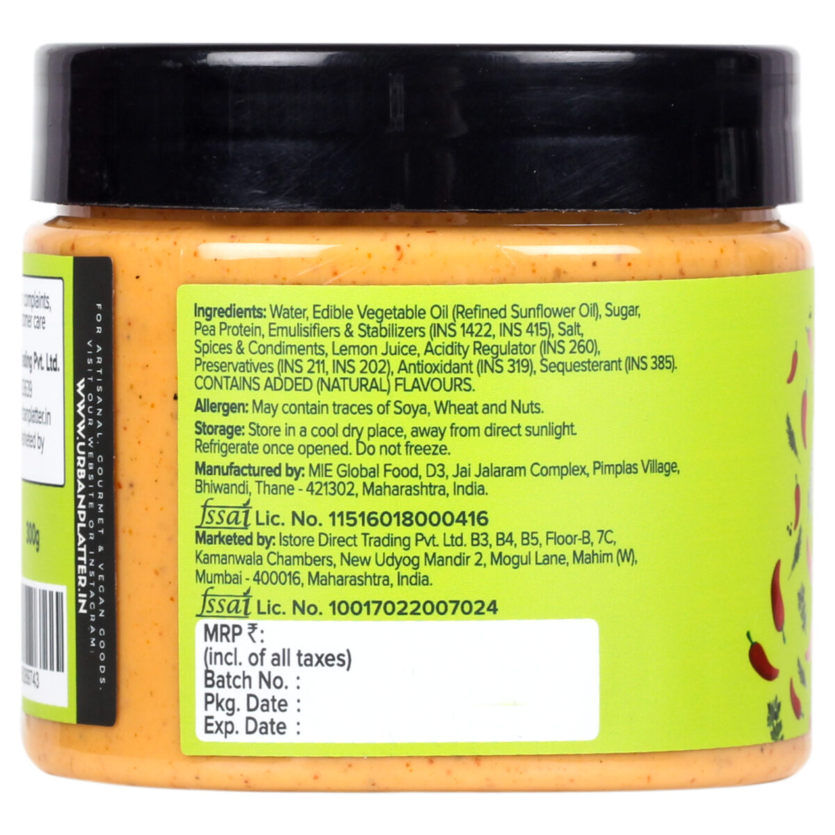 Urban Platter Peri Peri Mayo, 300g [Dairy-free Mayonnaise, No Palm Oil, No Trans-fat]