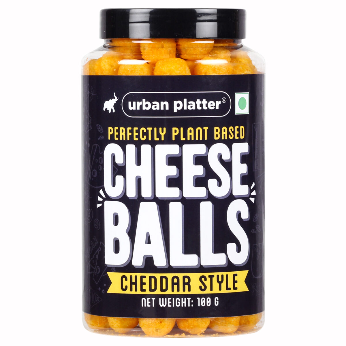 Urban Platter Cheese Balls, 100g (Cheddar Flavour, Plant-Based Snack)