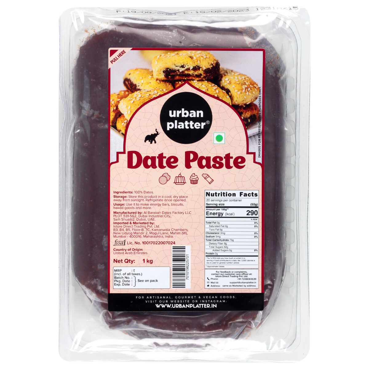 Urban Platter Arabian Dates Paste, 1Kg [Pure Date Paste, Healthy]