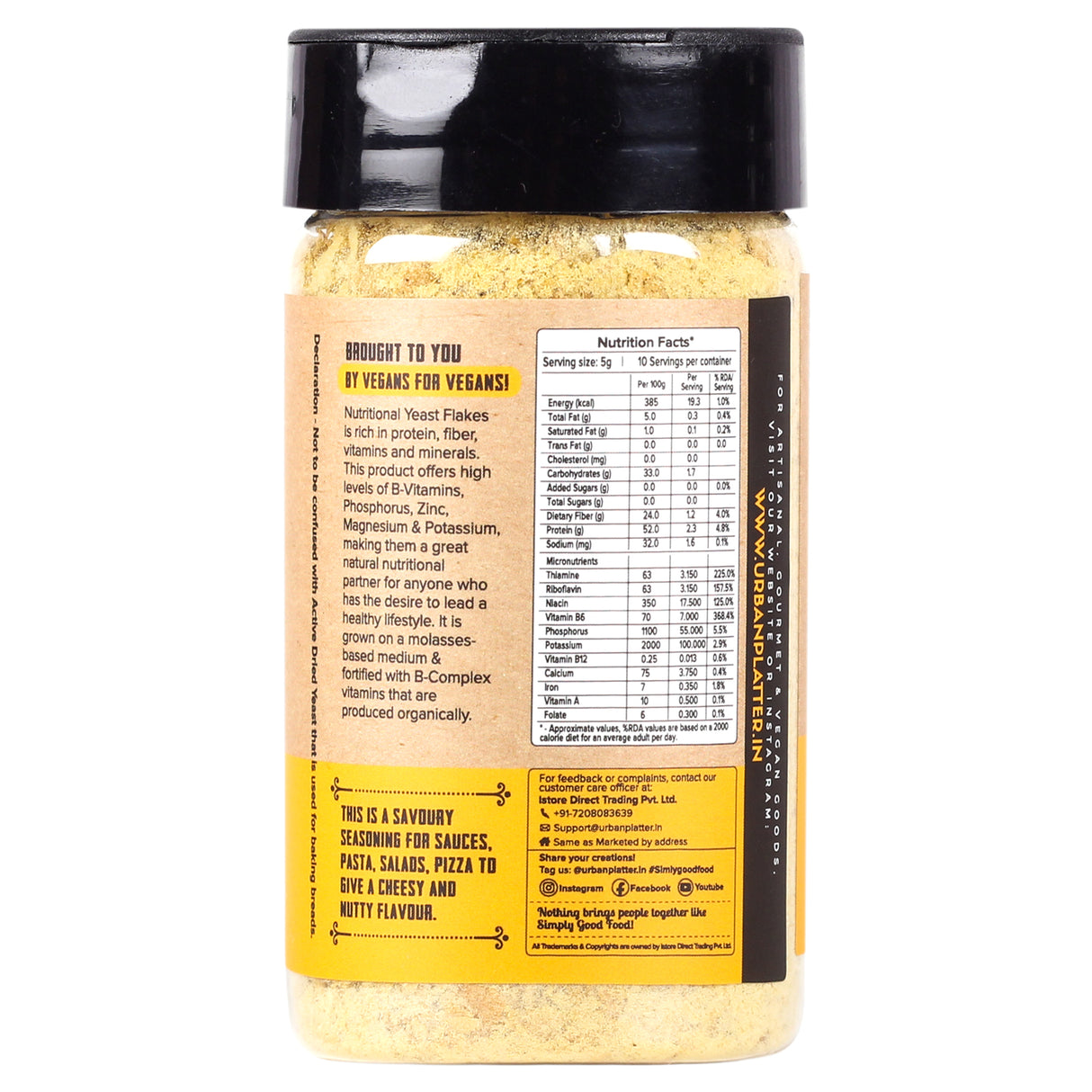 Urban Platter Nutritional Yeast Flakes, 50g (Rich in Vitamin B12, Gluten-Free, Perfectly Plant-Based Nutty and Cheesy Nooch, Savoury Seasoning)