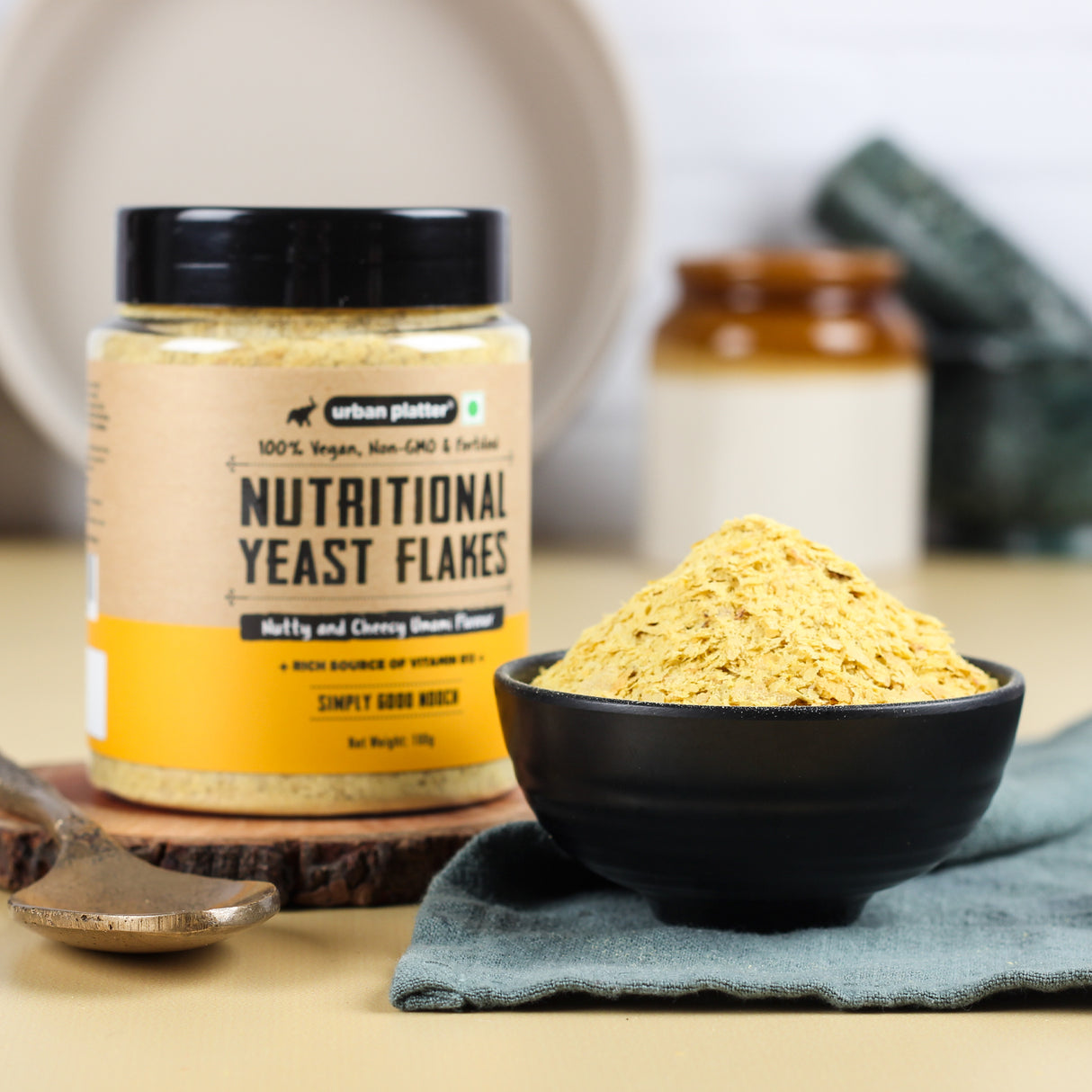 Urban Platter Nutritional Yeast Flakes, (Rich in Vitamin B12 | Gluten-Free | Perfectly Plant-Based Nutty and Cheesy Nooch | Savoury Seasoning)