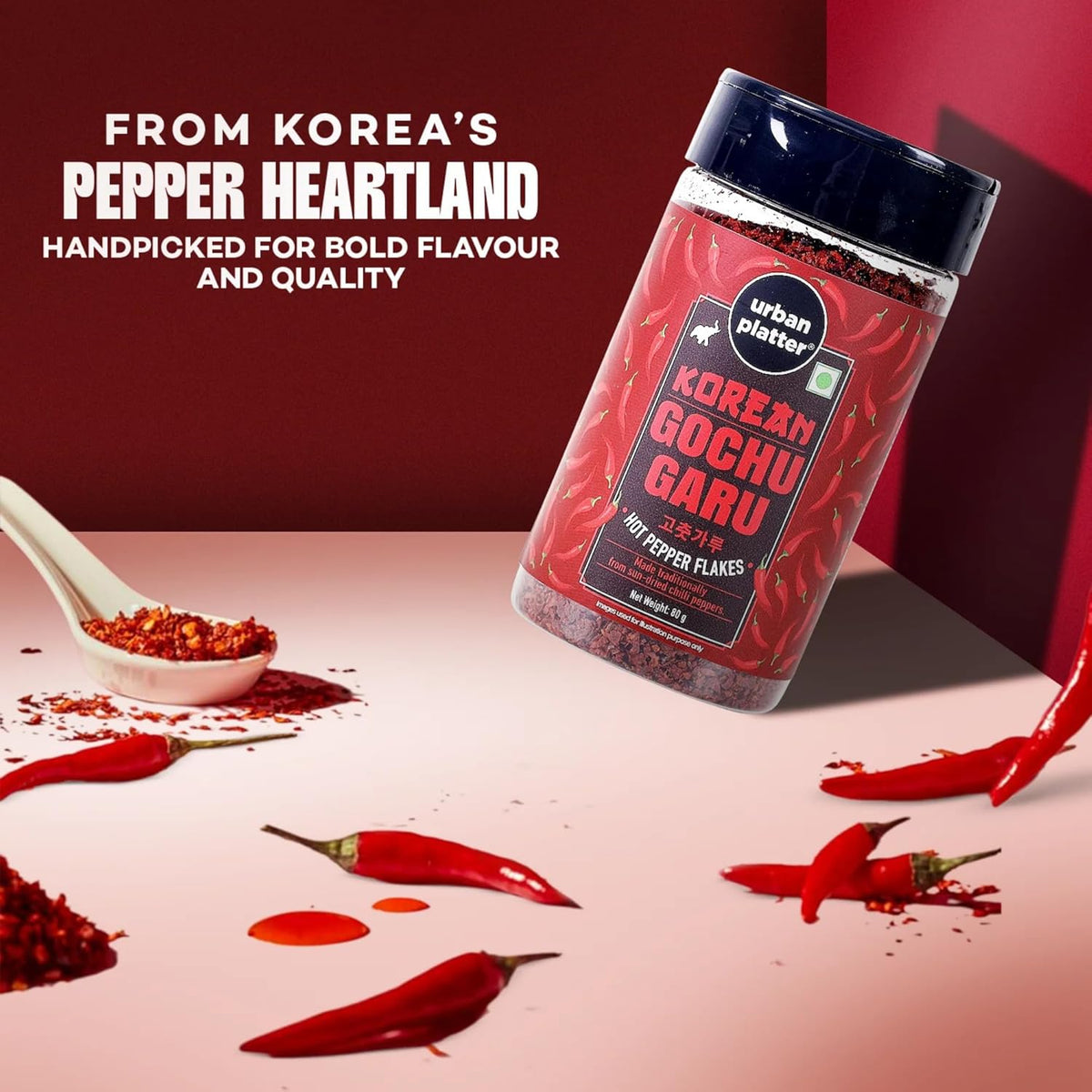 Korean Gochugaru Hot Pepper Powder, (Coarse ground Korean Dried Chilli Peppers | Smoky & Spicy | Use for Kimchi and other Korean Dishes)