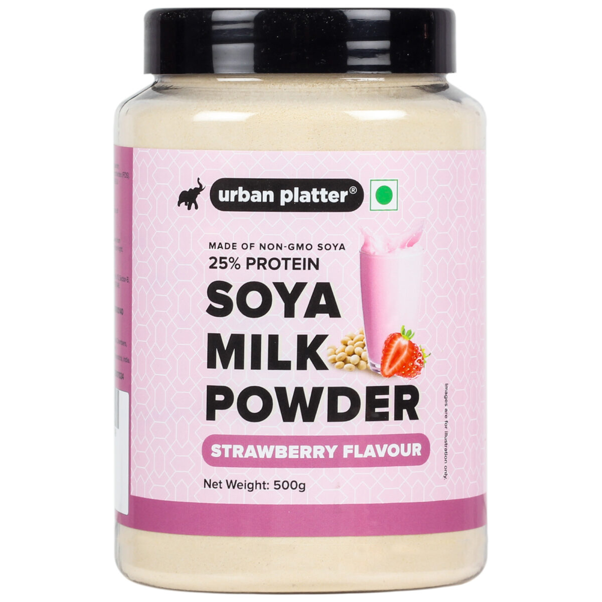 Urban Platter Strawberry Soya Milk Powder, 500g  [Plant-Based / Dairy-free Milk Alternative, Non-GMO & 25% Protein]