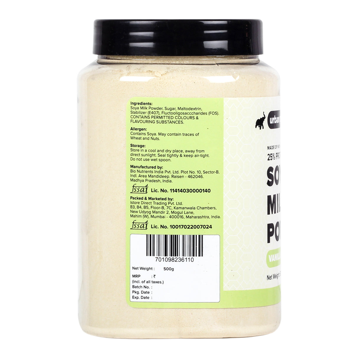 Vanilla Soya Milk Powder, 500g (Plant-Based / Milk Alternative, Non-GMO & 25% Protein)