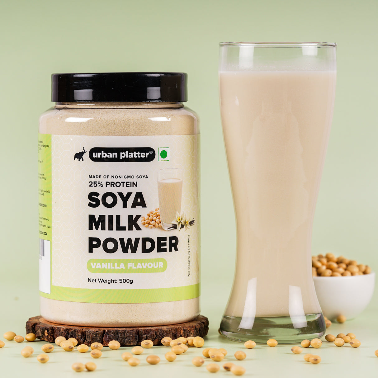 Urban Platter Vanilla Soya Milk Powder, 500g  [Plant-Based / Milk Alternative, Non-GMO & 25% Protein]