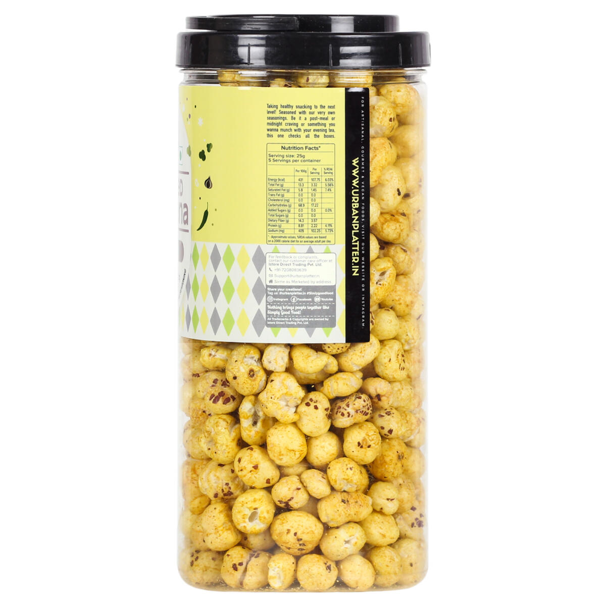 Urban Platter Roasted Makhana Desi Popcorn Style, 125g (Perfect evening snack,Cholesterol Free, healthy snacks, Source of protein, Trans Fat free)