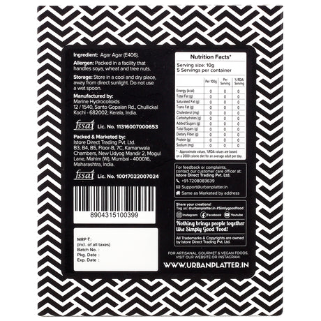 Urban Platter Agar Agar Powder, (Superior Gelling Strength | Plant-Based Gelatin Alternative | Jellies, Desserts, Molecular Gastronomy)