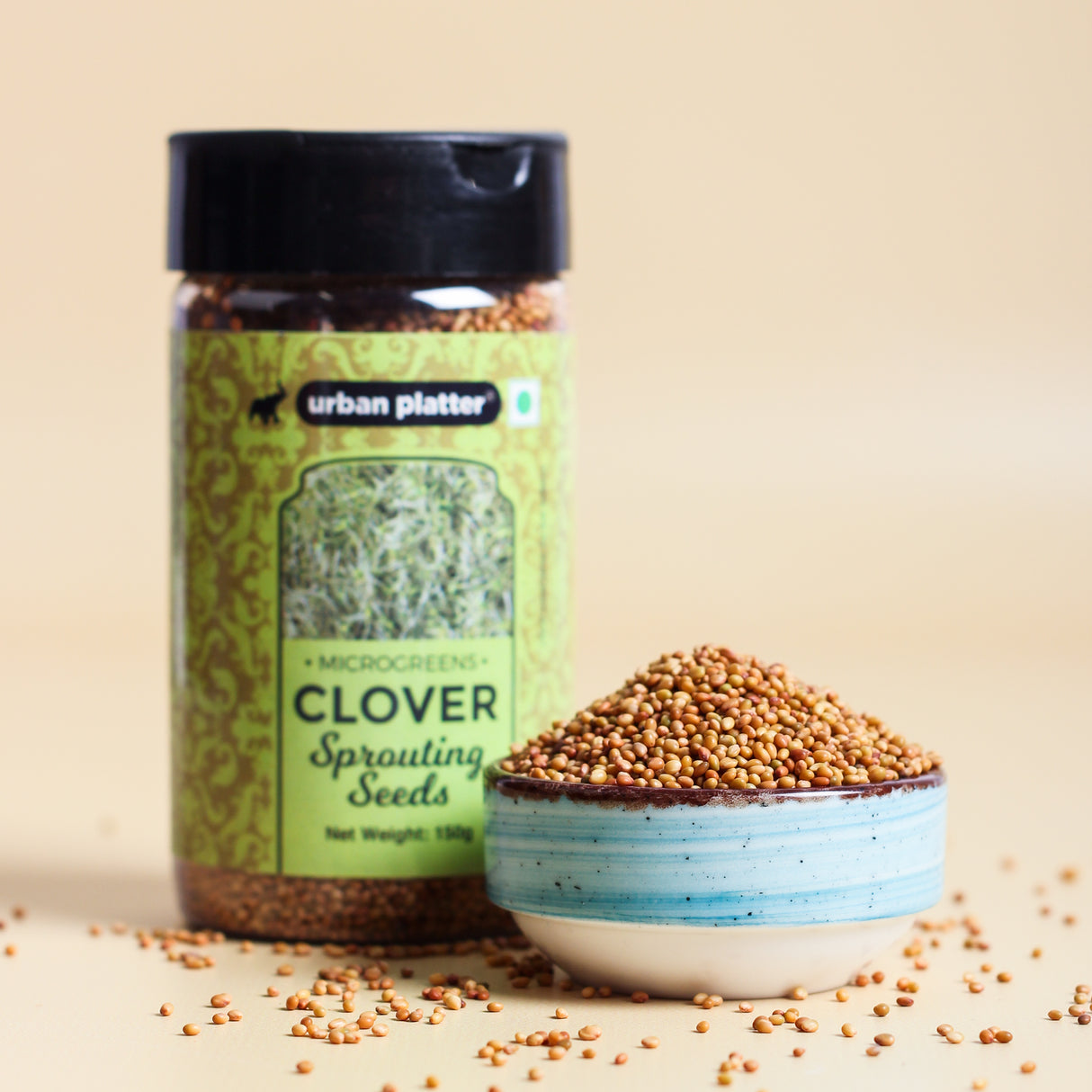 Urban Platter Microgreens Clover Sprouting Seeds Shaker Jar, 150g