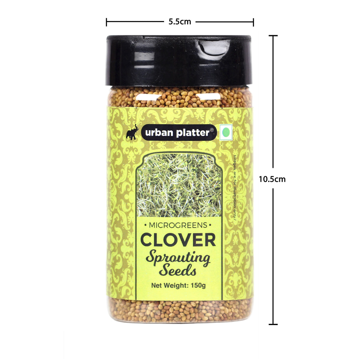 Urban Platter Microgreens Clover Sprouting Seeds Shaker Jar, 150g