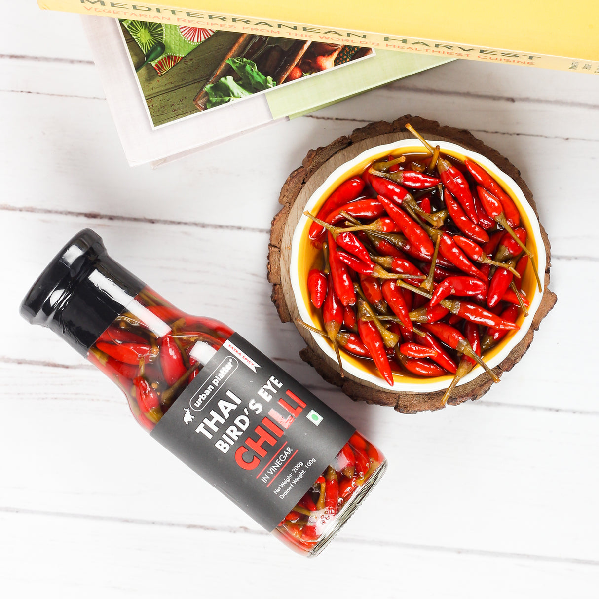 Extra Spicy Thai Bird's Eye Chilli in Vinegar, 200g