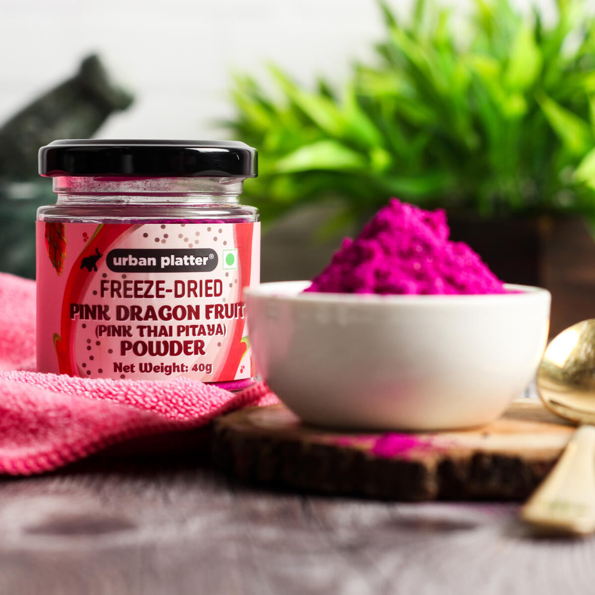 Urban Platter Freeze-Dried Pink Dragon Fruit Powder (Pink Thai Pitaya), 40g