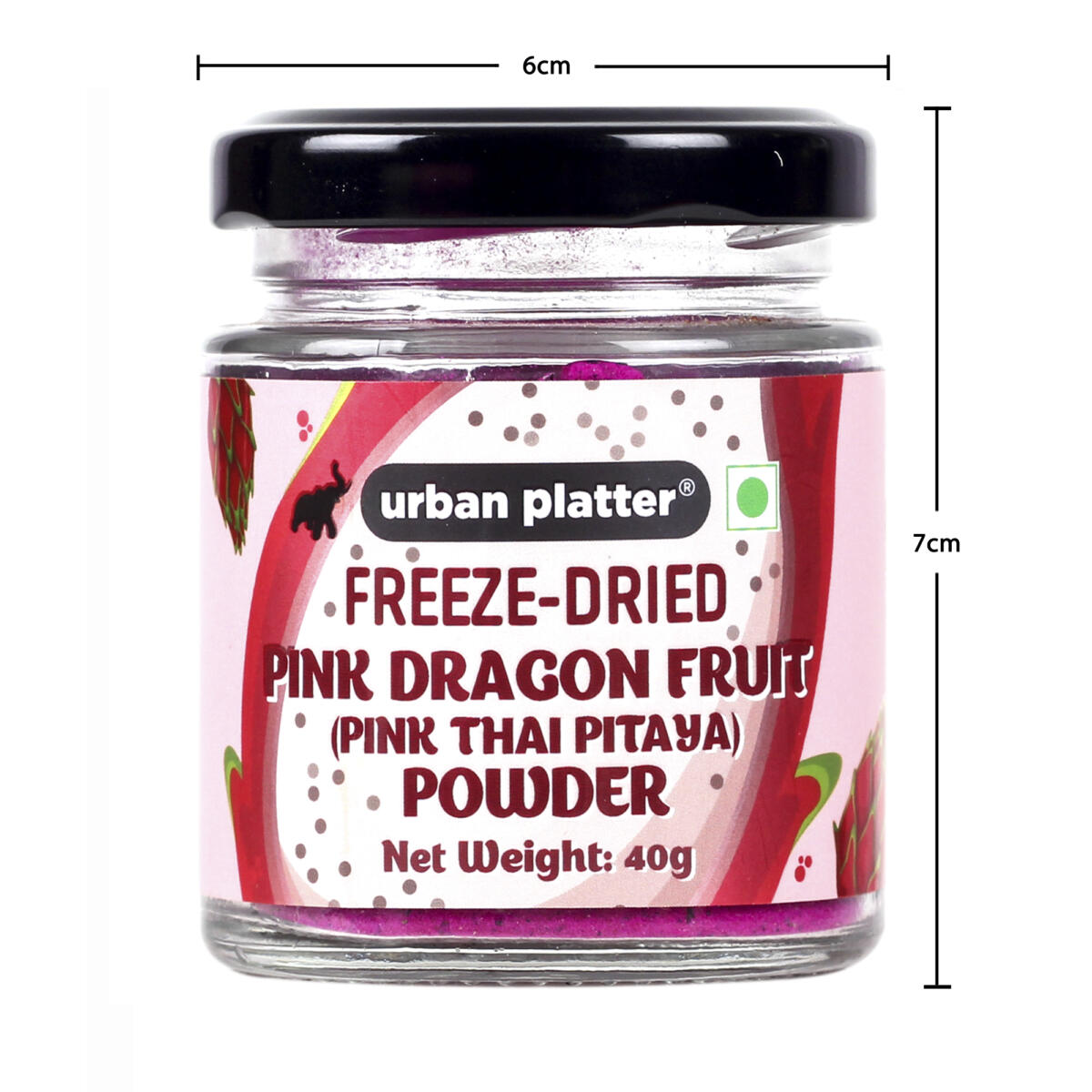 Urban Platter Freeze-Dried Pink Dragon Fruit Powder (Pink Thai Pitaya), 40g