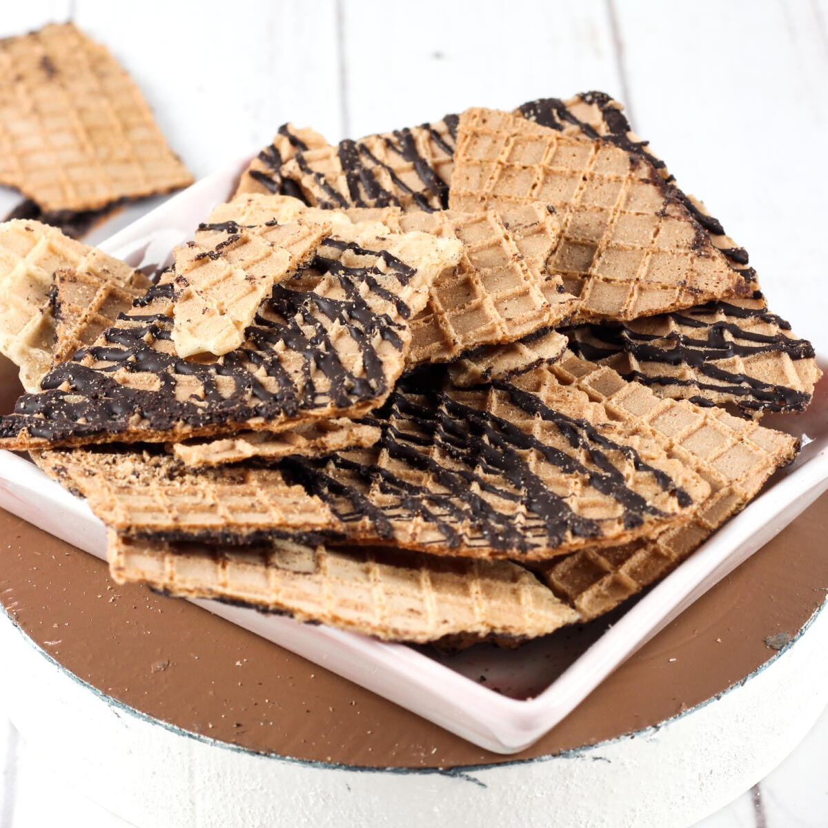 Urban Platter Choco drizzle Waffle Chips, 100g (Fun and light, crunch in every bite, kid-friendly, tea time snack, dessert topping)