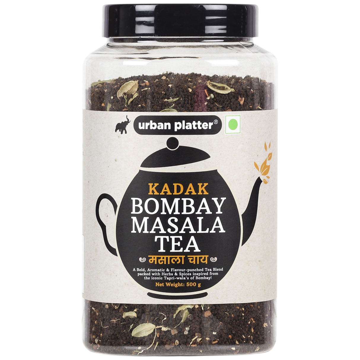 Urban Platter Kadak Bombay Masala Chai, 500g (Aromatic Blend of Black CTC Tea infused with Spices like Ginger, Cardamom, Star Anise, Black Pepper and Cinnamon)
