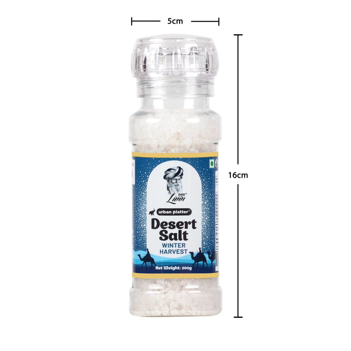 Urban Platter Winter Harvest Desert Salt Grinder, 200g (Powdered By Lunn | Winter Harvest | Sparkling White Crystals | Longer Dried Salt)