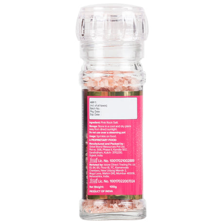 Pink Himalayan Rock Salt Grinder, 100g (Unrefined | Additive Free | Sendha Salt | Convenient Grinder Bottle)