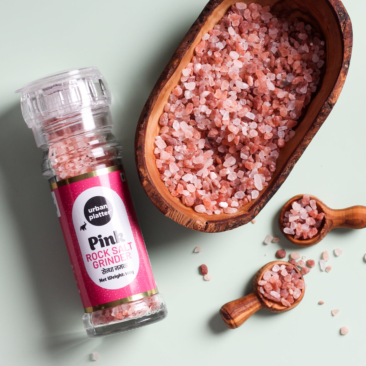 Pink Himalayan Rock Salt Grinder, 100g (Unrefined | Additive Free | Sendha Salt | Convenient Grinder Bottle)