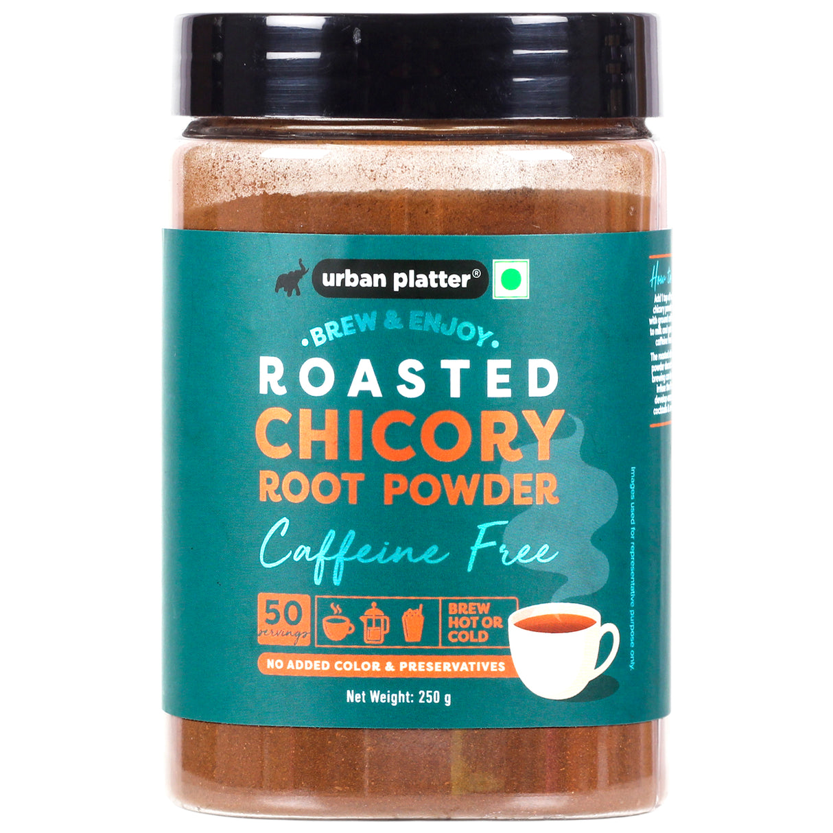 Urban Platter Roasted Chicory Root Powder, 250g (Caffeine free coffee substitute, Roasted and Ground to perfection, Brew with coffee and other beverages)