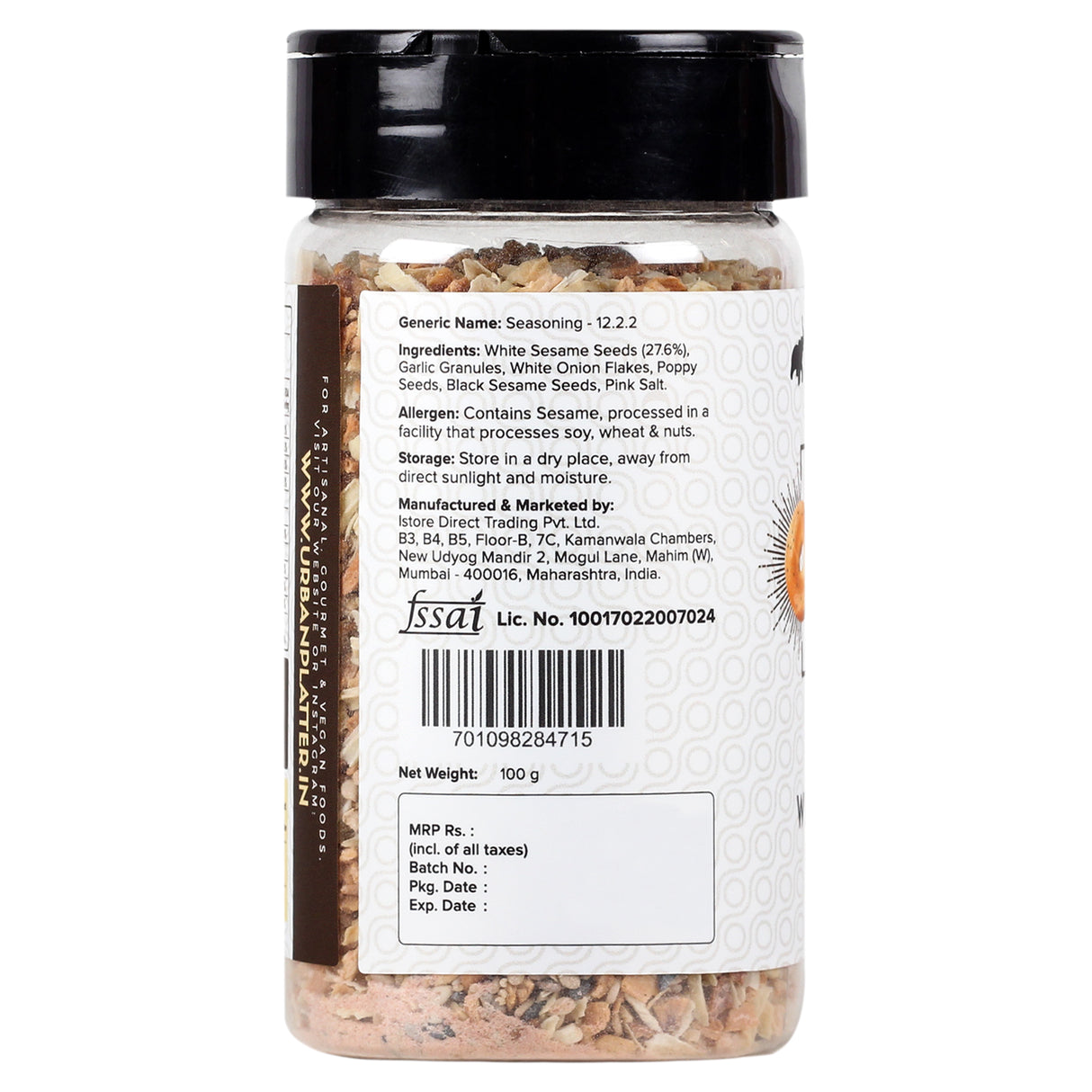 Urban Platter Everything Bagel Seasoning, 100g (Classic American Seasoning Blend with Onion Flakes, Garlic, Sesame Seeds and Sea Salt | Season toasts, breads and salads)