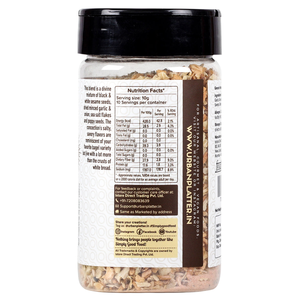 Urban Platter Everything Bagel Seasoning, 100g (Classic American Seasoning Blend with Onion Flakes, Garlic, Sesame Seeds and Sea Salt | Season toasts, breads and salads)