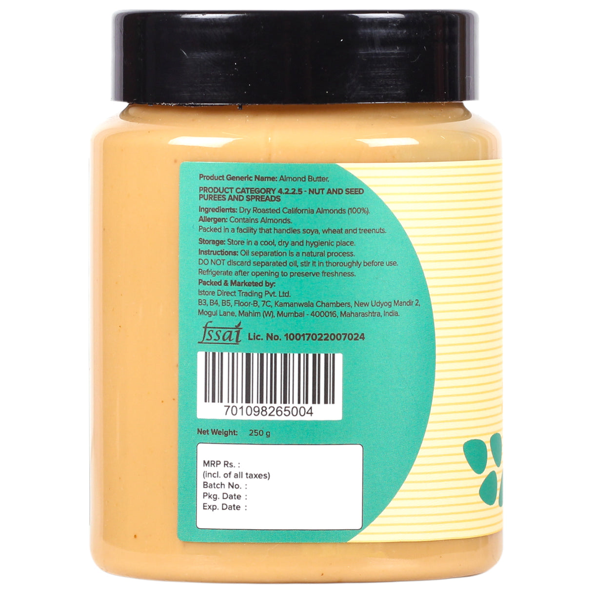 Urban Platter Blanched Almond Butter, 250g / 8.8oz [All Natural, No Hydrogenated Oil, No Preservatives]